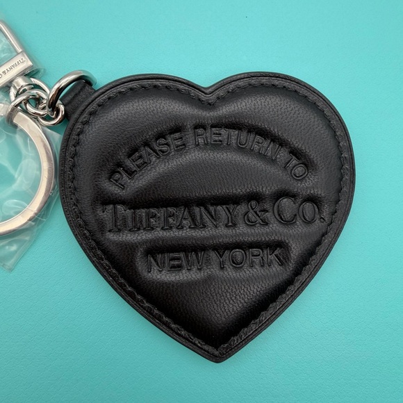 Tiffany & Co. Accessories - Tiffany & Co. Black Leather Heart Keychain new